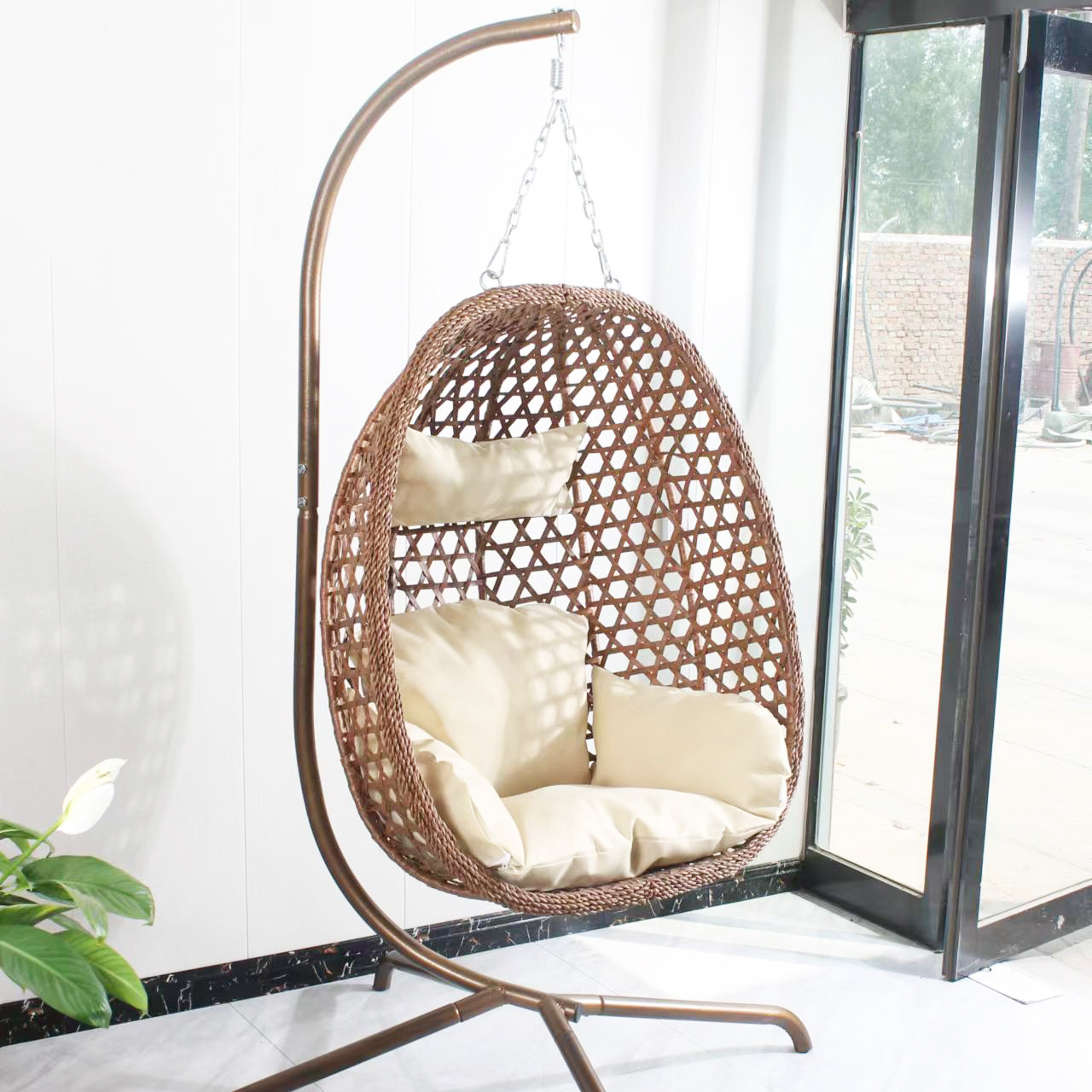 Hammock Egg Chair Swing Chair, Outdoor Swing for Indoor, Garden, Balcony, Office Eco-friendly Carton Outdoor Furniture PE Rattan