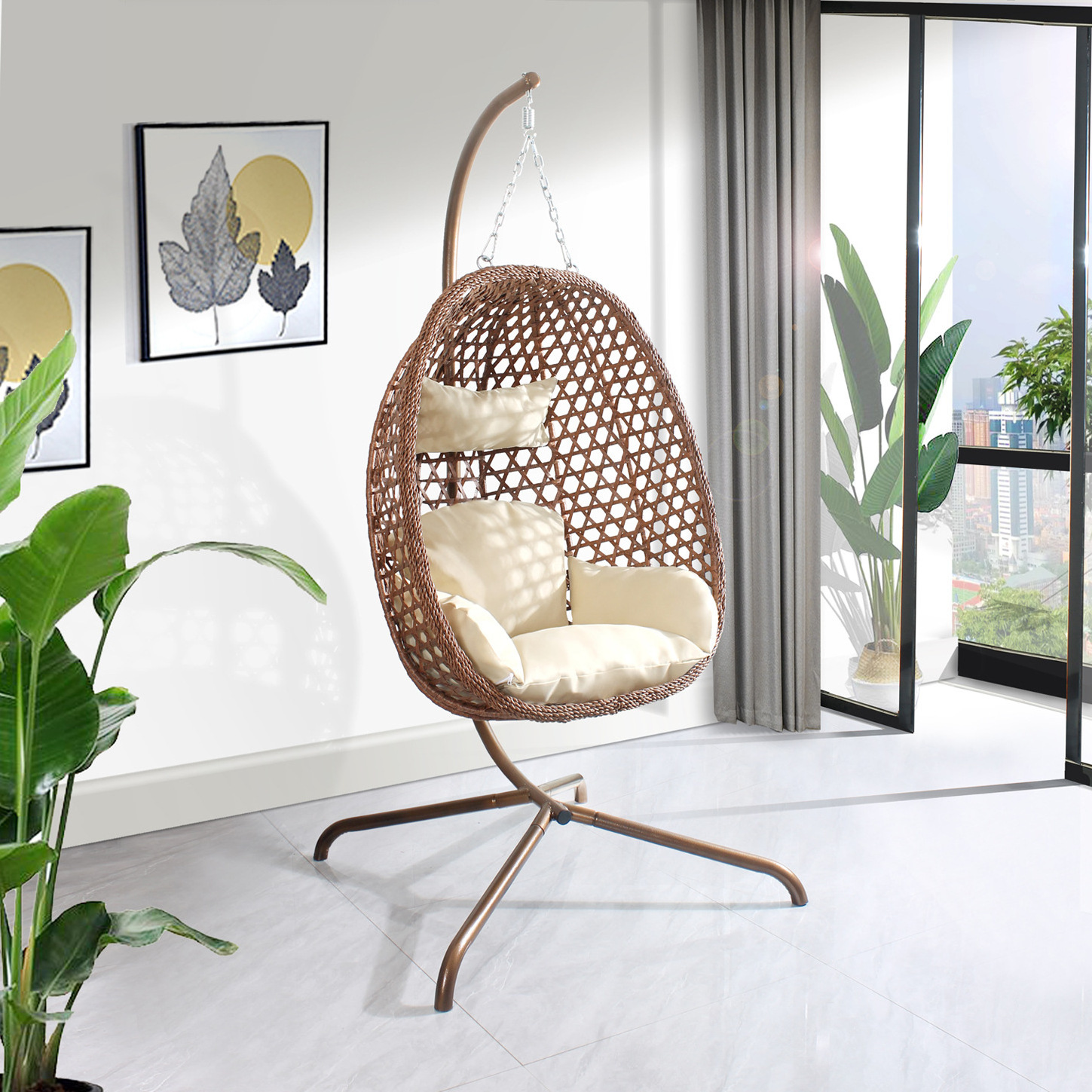 Hammock Egg Chair Swing Chair, Outdoor Swing for Indoor, Garden, Balcony, Office Eco-friendly Carton Outdoor Furniture PE Rattan