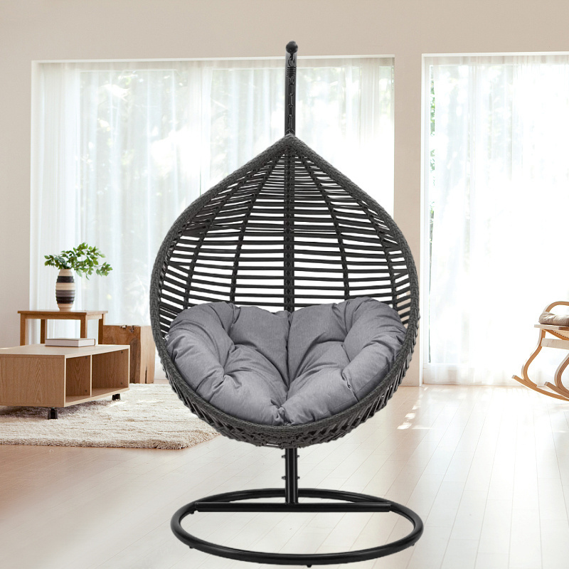 Patio Wide Rattan Swings Egg Chair With Cushions, Outdoor Hammock Hanging Swing Chair, Garden Hanging Chairs Swing With Stand