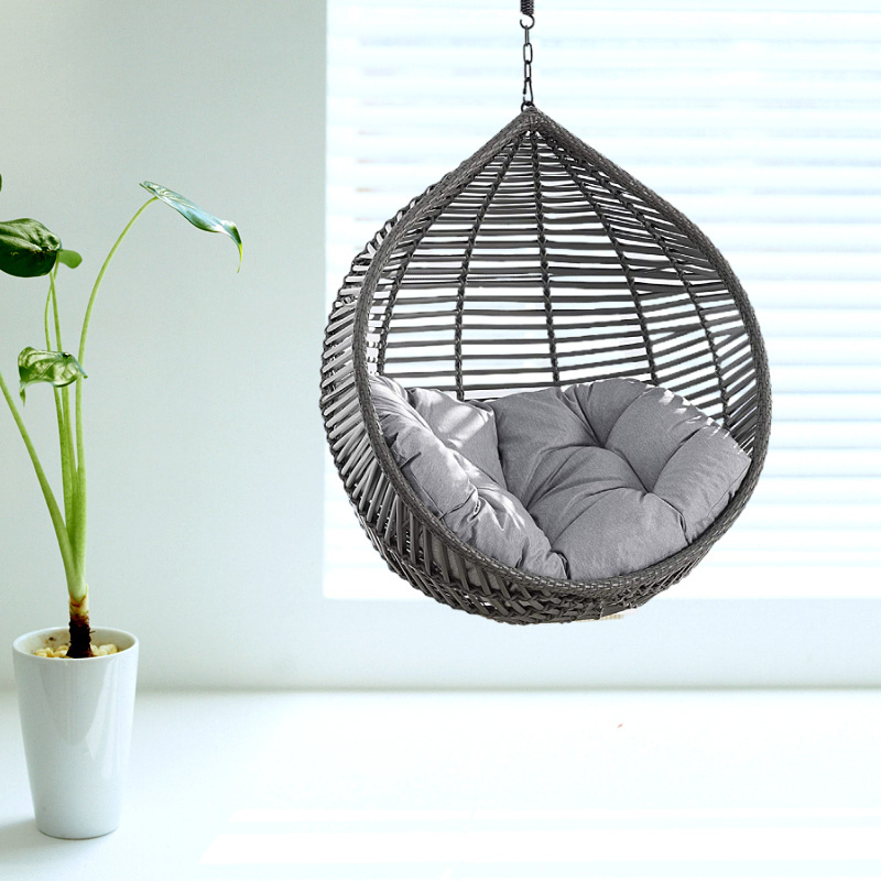 Patio Wide Rattan Swings Egg Chair With Cushions, Outdoor Hammock Hanging Swing Chair, Garden Hanging Chairs Swing With Stand