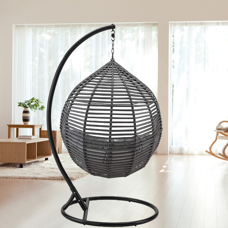 Patio Wide Rattan Swings Egg Chair With Cushions, Outdoor Hammock Hanging Swing Chair, Garden Hanging Chairs Swing With Stand