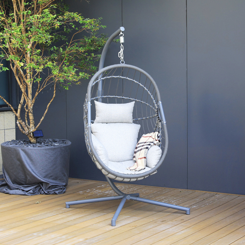 Foldable Swing Chair Basket, Easy to Store Folding Swing Chair With Stand, Easy for Storage Patio Egg Chair Swing For Outdoor