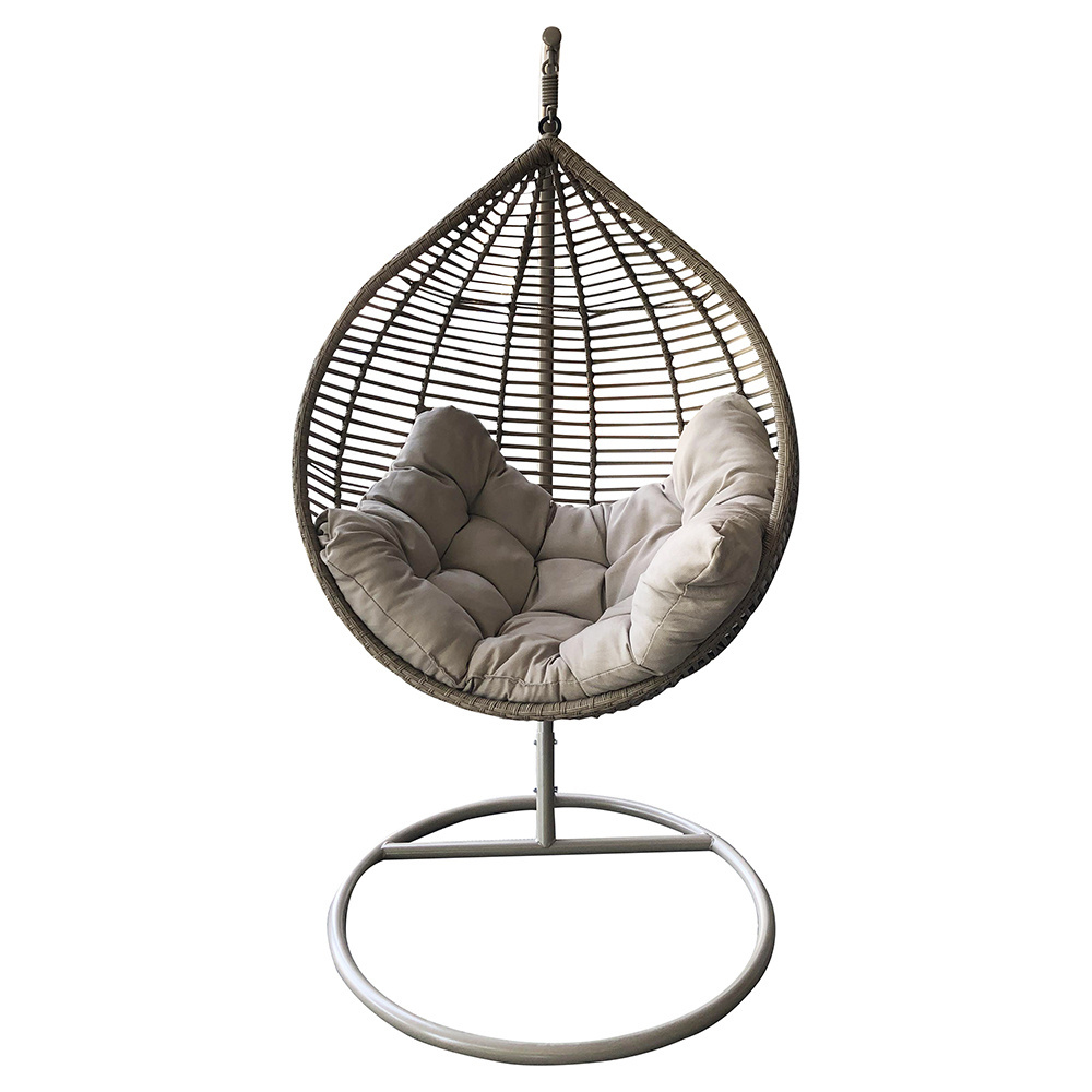 Teardrop Hanging Egg Chair Patio Rattan Wicker Hammock, Hanging Hammock Chair, Hammock Chair with C Type Bracket Cushion