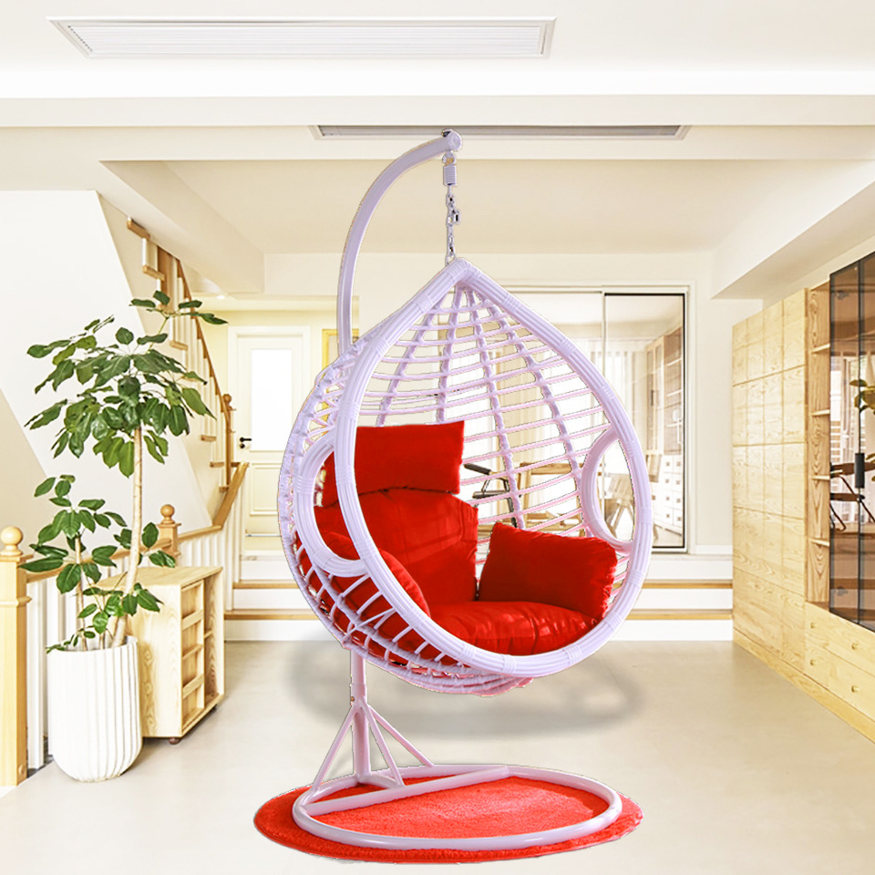 Reinforced Hanging Swing Chair For Adults, Outdoor Adult Swing Chair, Rattan Outdoor Nest Egg Swing Chair with Cushion And Stand