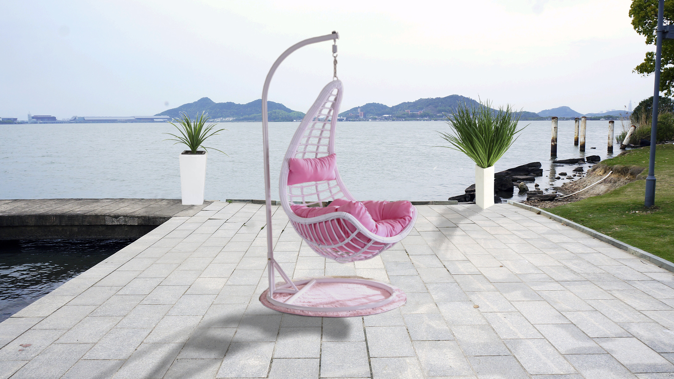 Swing Hanging Chair Outdoor Hammock Basket, Outdoor Swing Chair Cradle Chair, Small Cane Hanging Swing Chair Rattan Basket