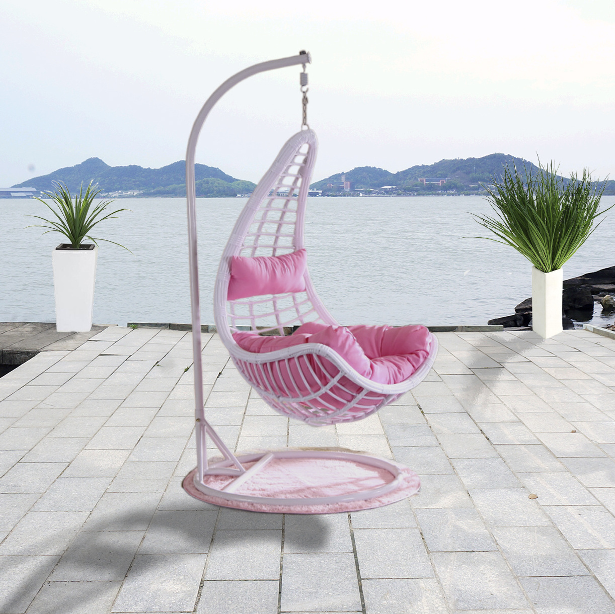 Swing Hanging Chair Outdoor Hammock Basket, Outdoor Swing Chair Cradle Chair, Small Cane Hanging Swing Chair Rattan Basket