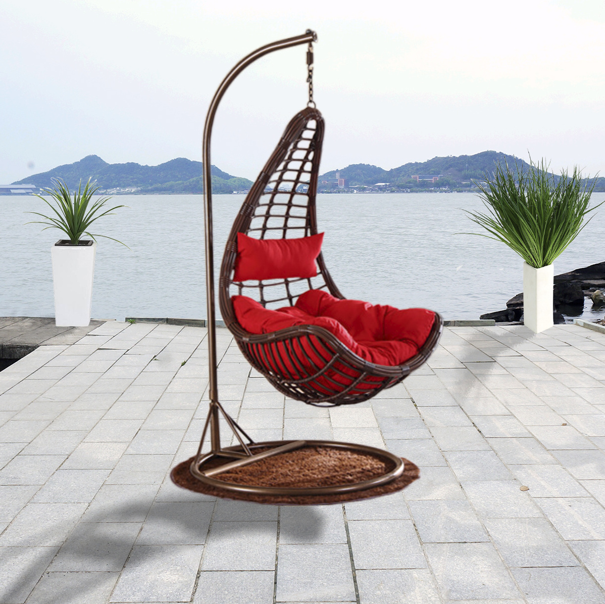 Swing Hanging Chair Outdoor Hammock Basket, Outdoor Swing Chair Cradle Chair, Small Cane Hanging Swing Chair Rattan Basket