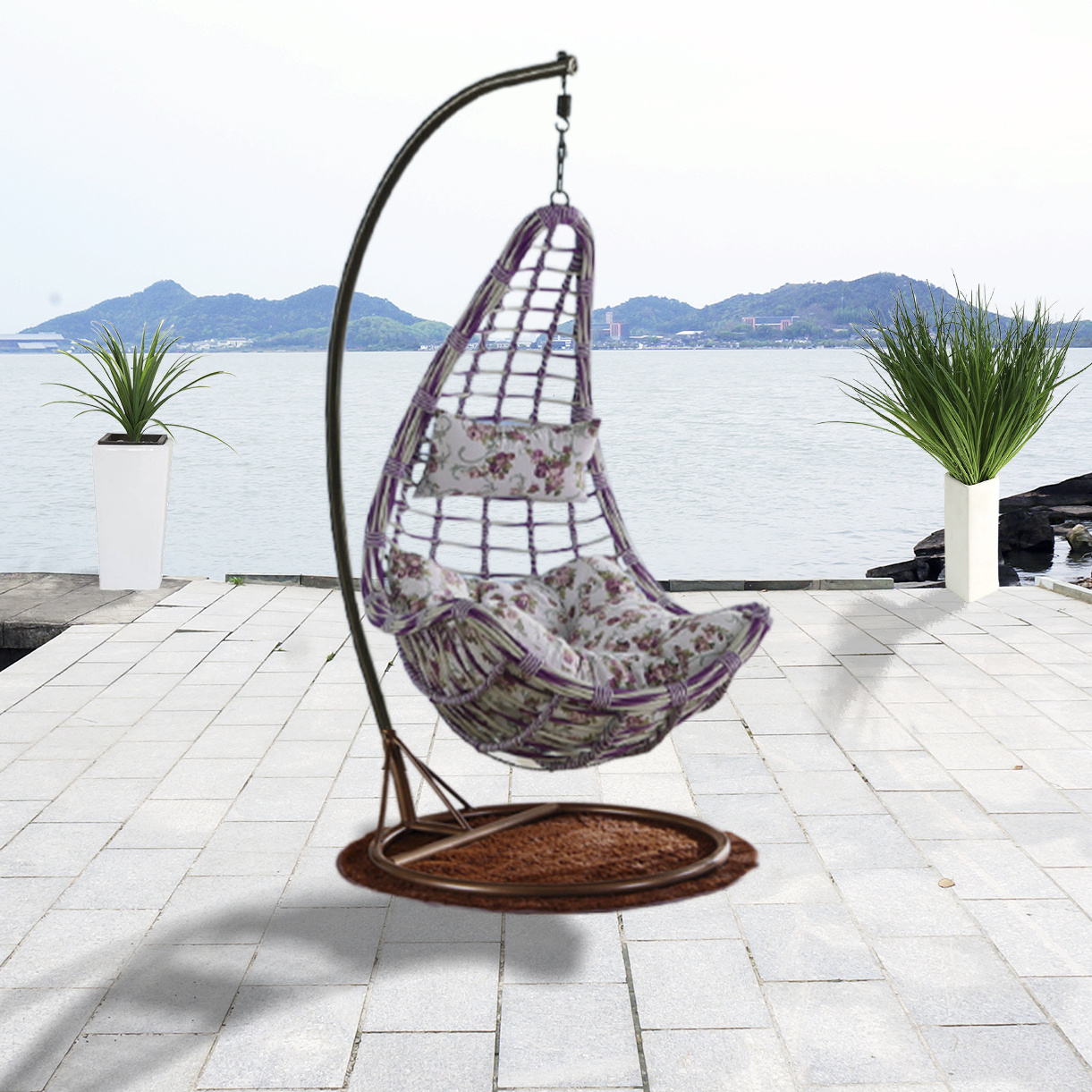 Swing Hanging Chair Outdoor Hammock Basket, Outdoor Swing Chair Cradle Chair, Small Cane Hanging Swing Chair Rattan Basket