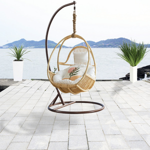 Natural Wicker Outdoor Chair Swing, Patio Hanging Chair Egg, Rattan Garden Egg Chair Swing Woven Cradle For Balcony, Courtyard