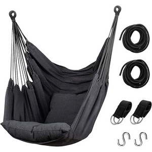 Hammock Chair Hanging Rope Swing,Hanging Chair with  Pocket,Cotton Weave for superior Comfort & Durability Perfect for Outdoor