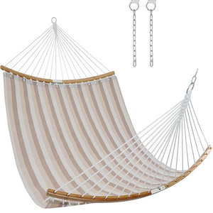 Outdoor Quilted Fabric Hammock with Spreader Bars and Detachable Pillow and Chains,Outdoor Patio Backyard Poolside