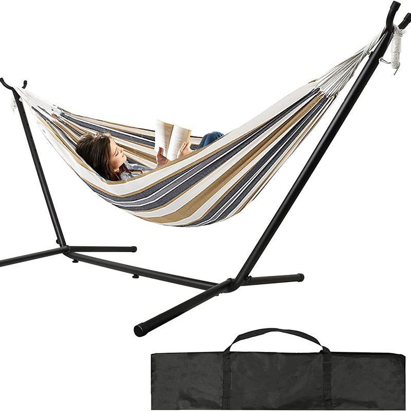 Hot selling Outdoor children's camping canvas hammock bracket, park camping double iron frame Hammerock