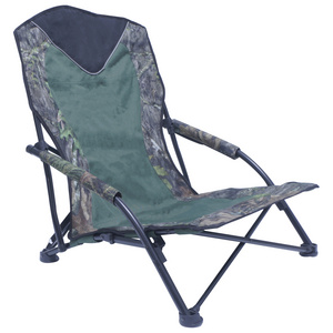 Dark Green Low beach chair camping, Low Seat Camp Recliner Beach Chair With Camouflage Patterns, Low Reclining Camping Chair