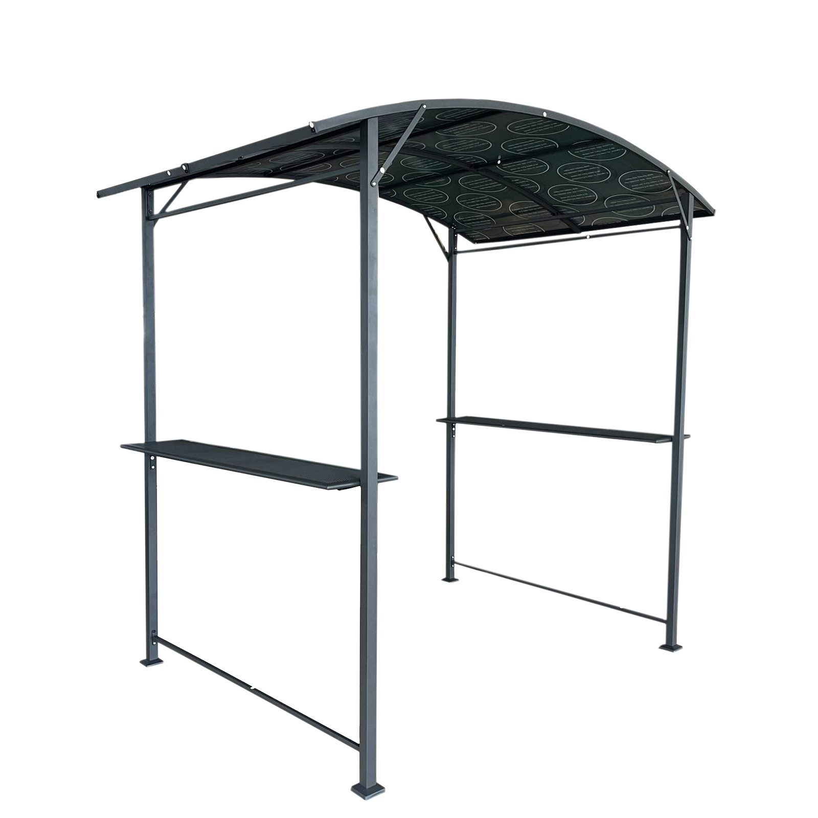 Steel Grill Gazebo with Arch Canopy Metal Rectangle Grill Gazebo with Steel Roof BBQ Gazebo Tent Grilling Sun Shade with Canopy