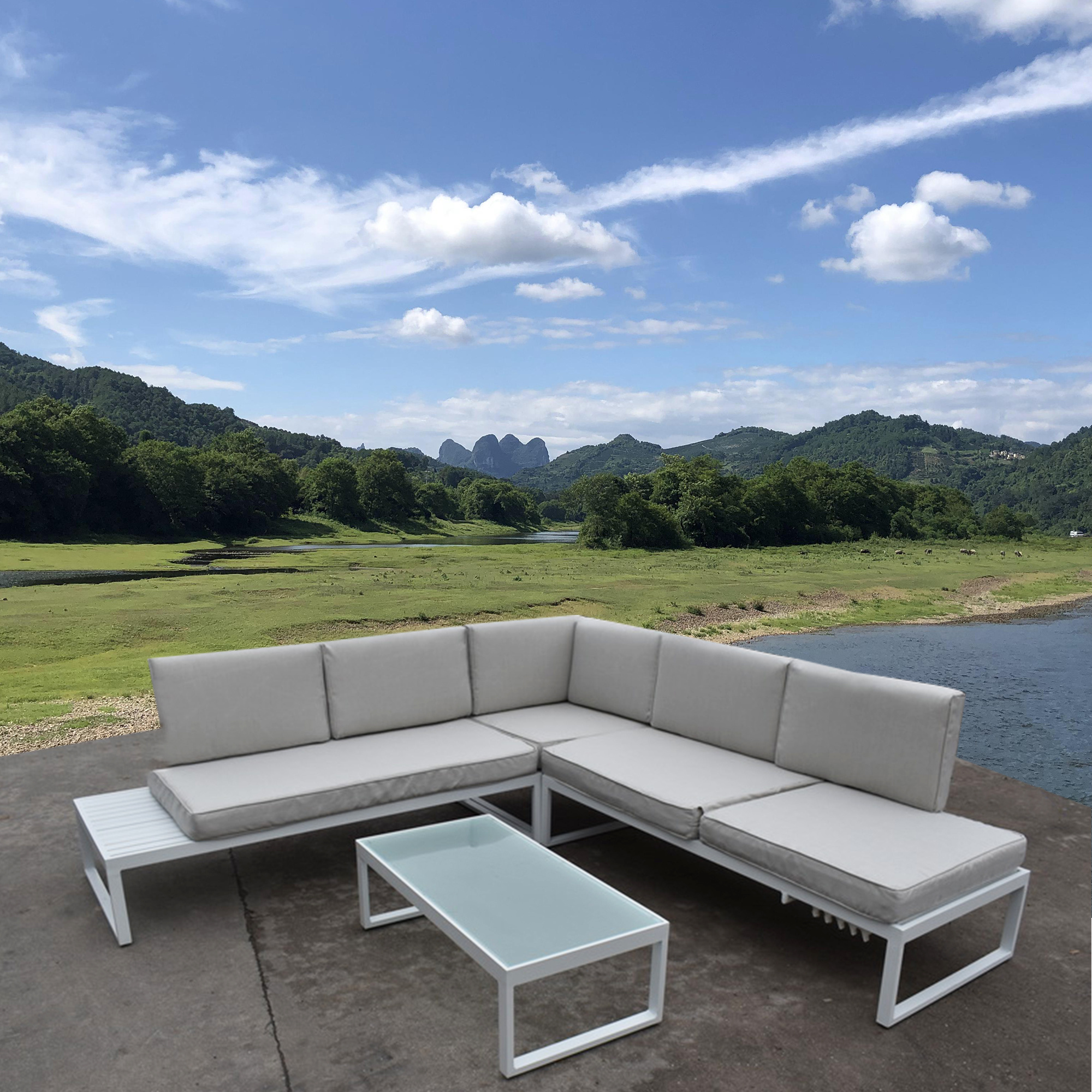 Outdoor Garden Sofa Furniture Aluminum Patio Furniture 5 Seater Sofa Set, Customized Style & Color, Nordic Sofa Outdoor Chair