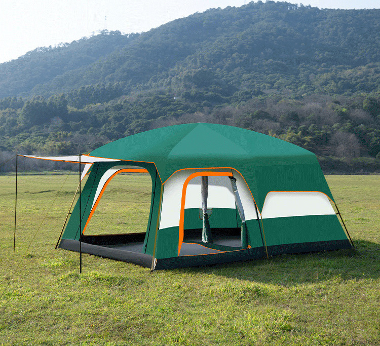 Easy to Setup Outdoor camping tents with two bedrooms and one living room, portable camping tent for large parks