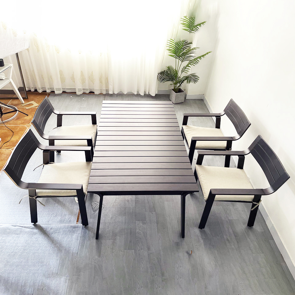 Outdoor Dinning Table Furniture Set, Aluminum Garden Furniture 5 Piece Patio Dinning set, Customized Ajustable Patio Furniture