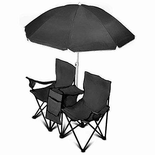 Two Person Beach Chairs With Umbrella, Beach Chair Double, Two Person Camping Chairs Portable Folding Double Chair With Umbrella