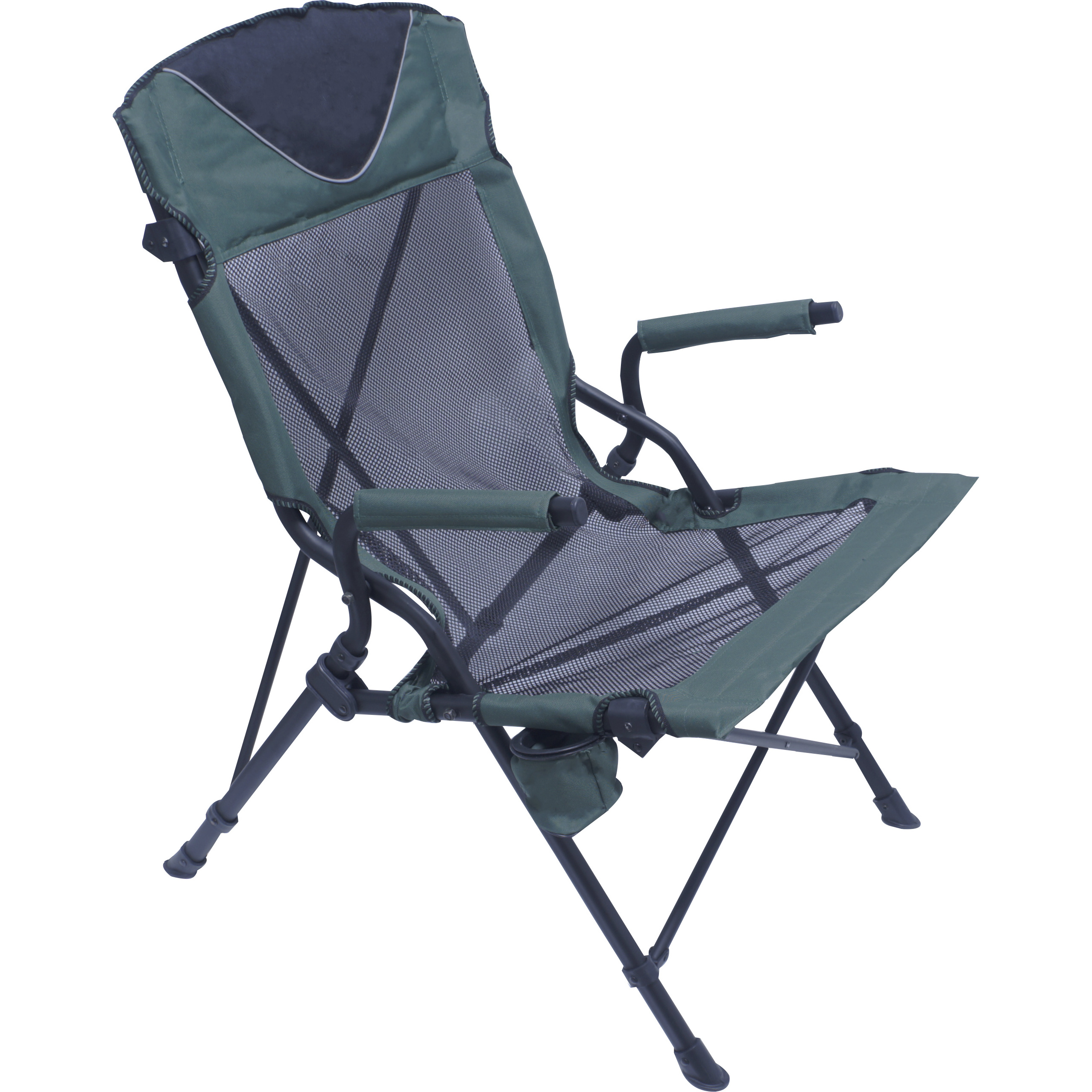 Breathable Mesh High Back Oversized Camping Chair, X-Large Folding Chair Beach With Cup Holder, Portable Camp Beach Lounge Chair