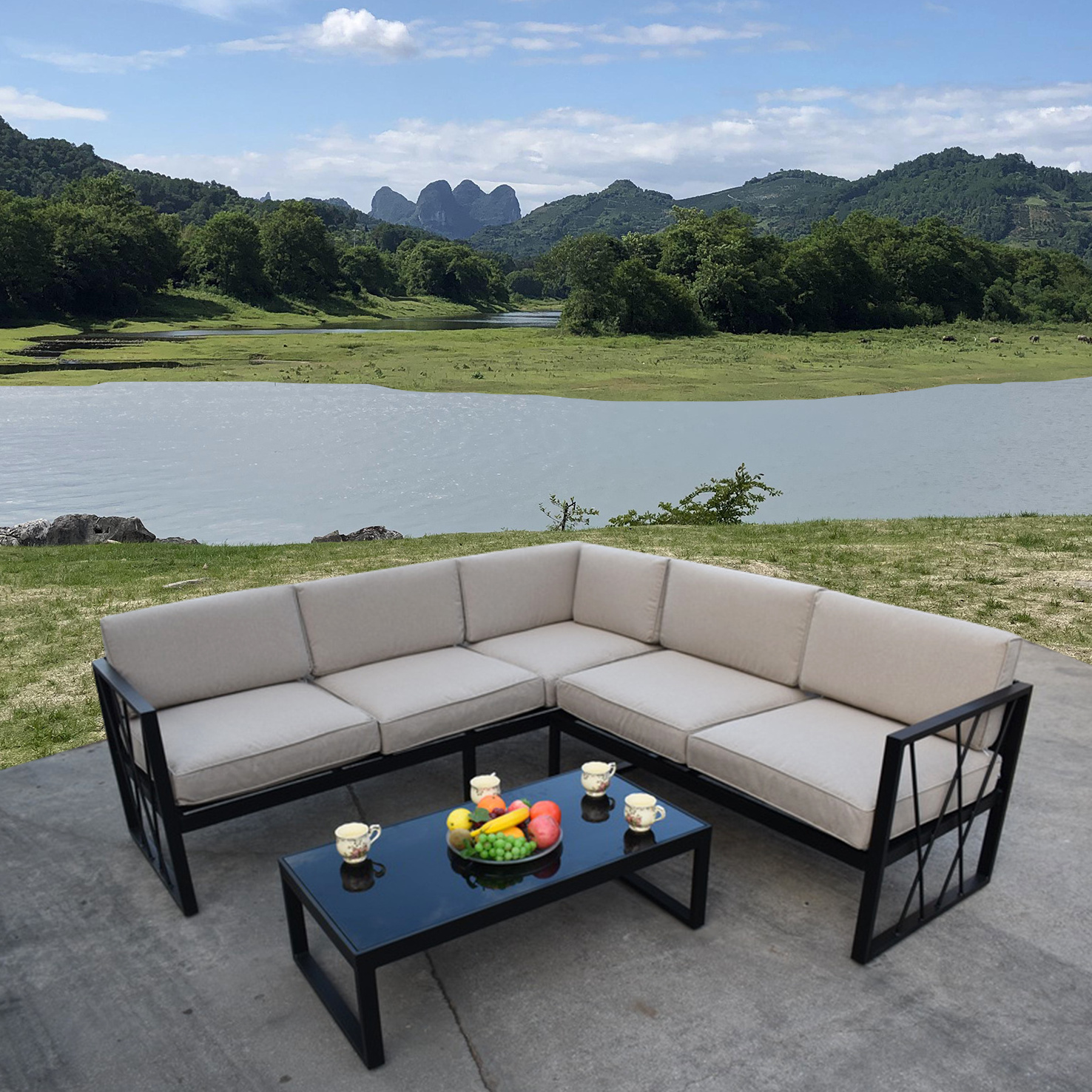 Nordic Aluminum Sofa Outdoor Chair, Garden Sofa Furniture Outdoor Patio Chair , Aluminum Garden Sofa Outdoor Furniture Set