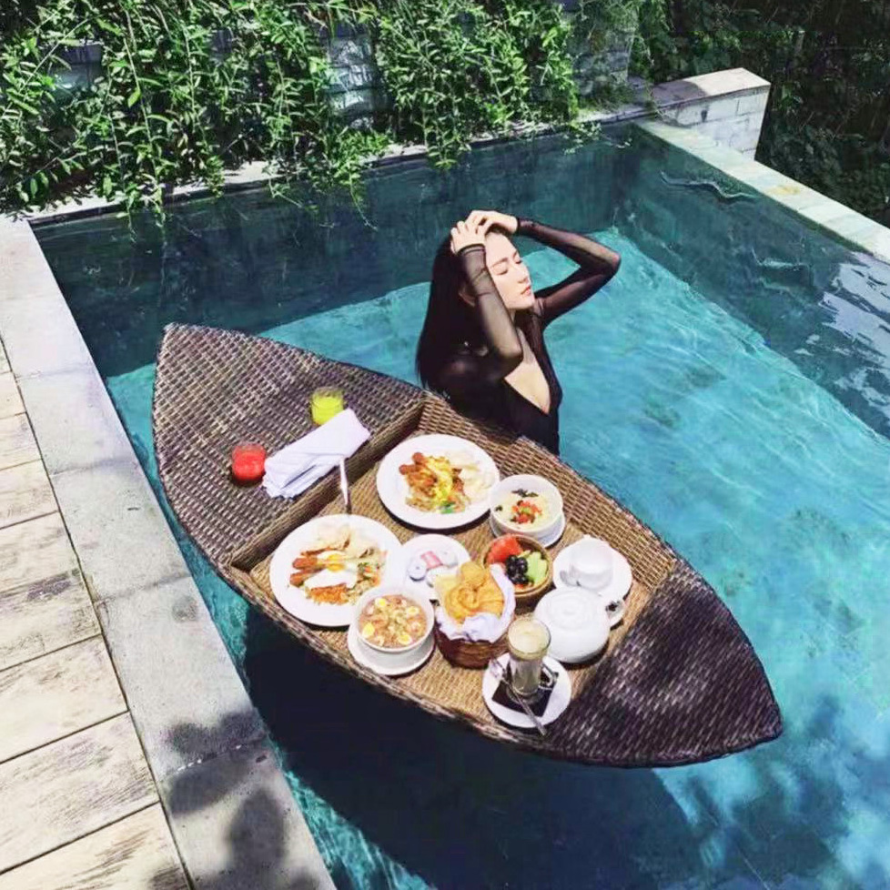 Floating Serving Trays, Luxury Floating Tray Table and Swimming Pool Floater for Spas Bath and Parties Serving Drinks and Food