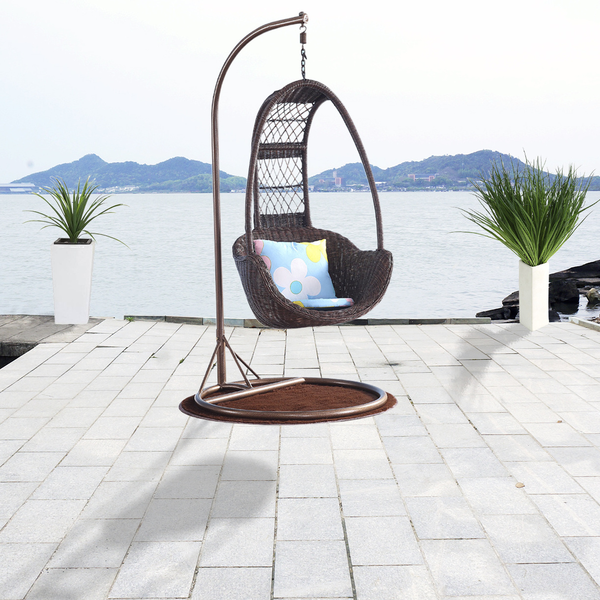 Real Rattan Hanging Basket Swing Chair Indoor, Real Wicker Hanging Patio Chair Outdoor, Natural Rattan Outdoor Hanging Chair