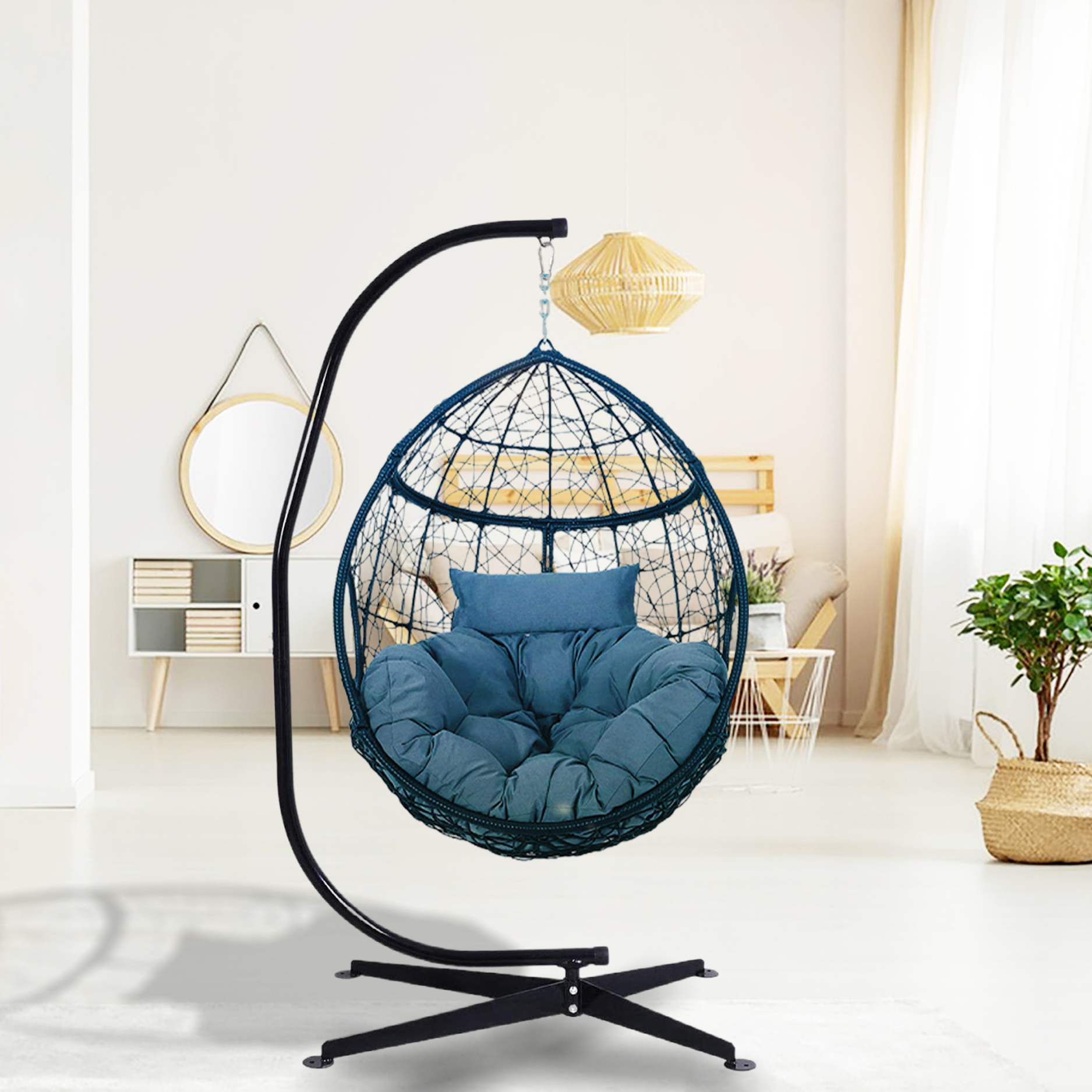 Creative Bird Nest Style Outdoor Patio wicker swing chair Egg Oversized Indoor Rattan Wicker Swing Hanging Chair Hammock