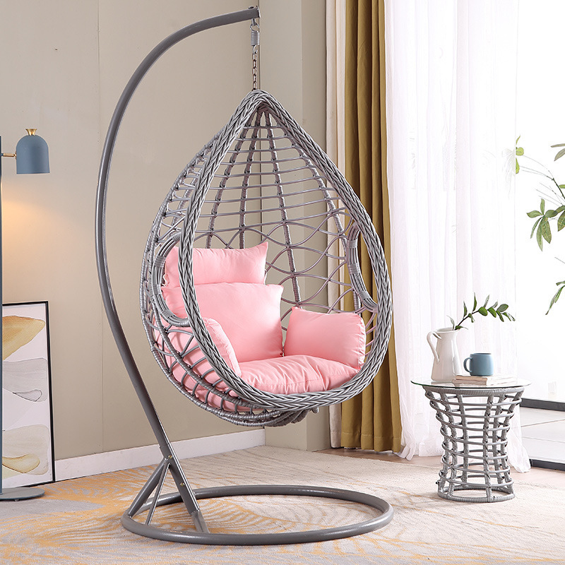 Rattan Wicker Swing Hanging Chair Creative Bird Nest Egg Style Swing Chair With Leg Rest Rack & Small Matching Table