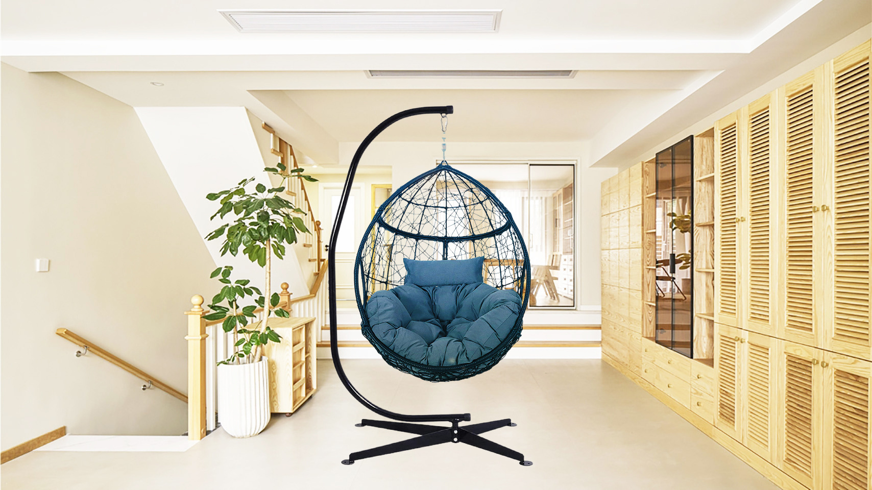 Swing Chair Creative Bird Nest Egg Oversized Style Outdoor Patio Wicker Indoor Rattan Wicker Swing Hanging Chair Hammock