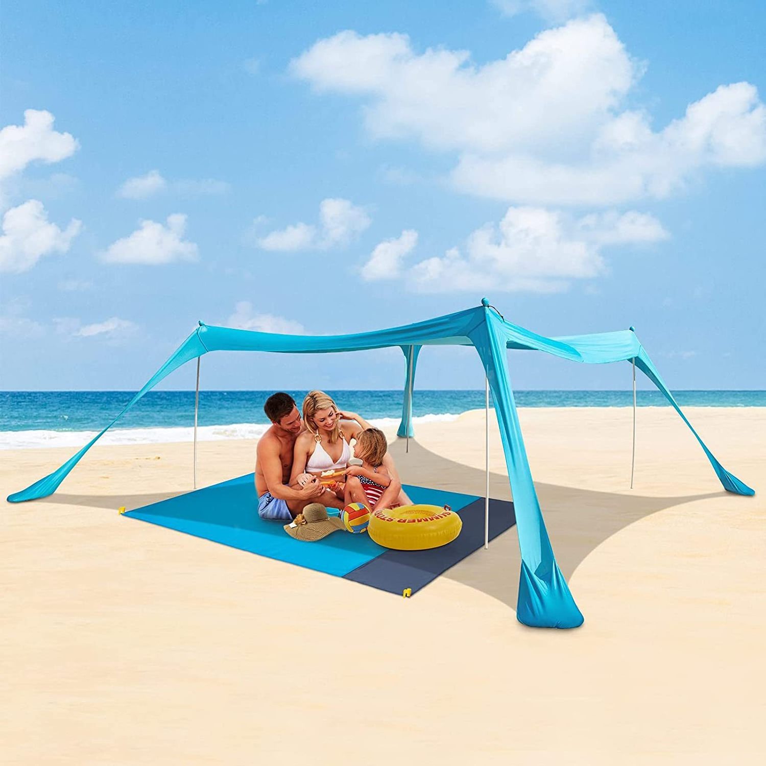 Beach Shade Canopy Tents Outdoor Camping UPF50+ Portable Lightweight Beach Shade Canopy Easy Setup Beach Tent Sun Shelter