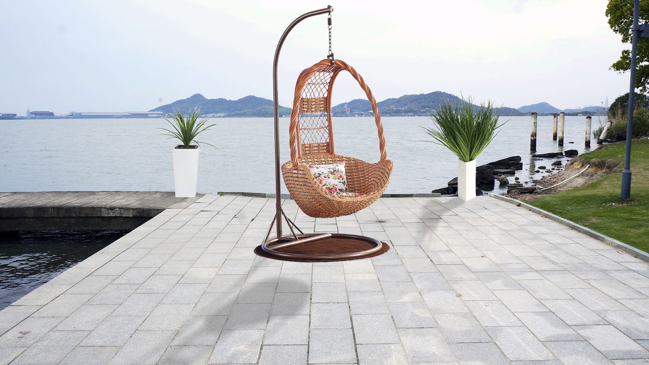 Real Rattan Hanging Basket Swing Chair Indoor, Real Wicker Hanging Patio Chair Outdoor, Natural Rattan Outdoor Hanging Chair