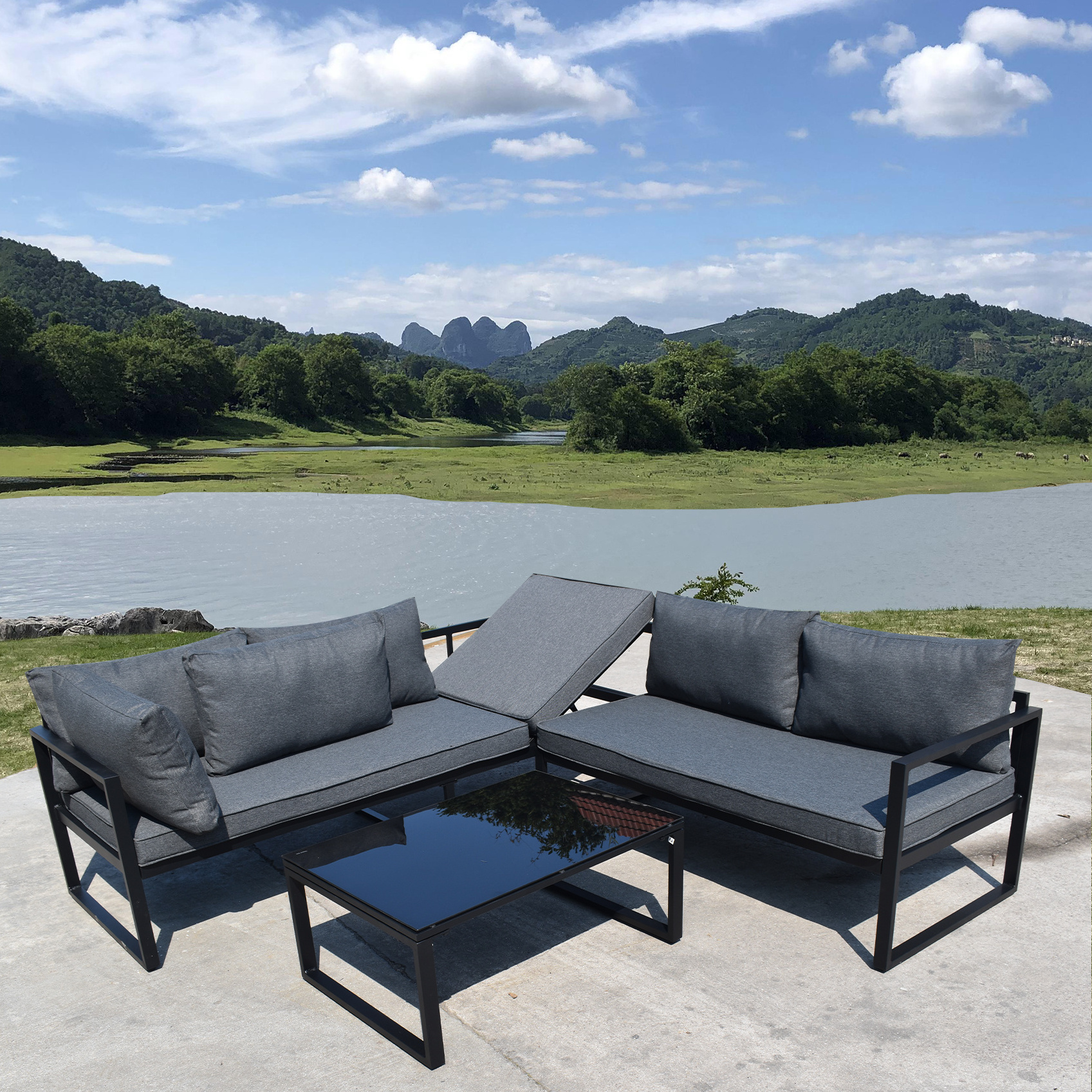 Nordic Aluminum Sofa Outdoor Chair, Garden Sofa Furniture Outdoor Patio Chair , Aluminum Garden Sofa Outdoor Furniture Set