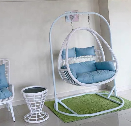 Hanging Double Swing Chair 2 Person, Large Wicker Rattan Egg Chair with Stand and Cushion for Indoor Outdoor Patio Garden