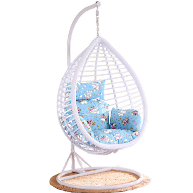 Hanging Basket Rattan Garden Chair, Hammock Nest Swing Cradle Patio Swings, Outdoor Swing Chair With Cushion and Stand