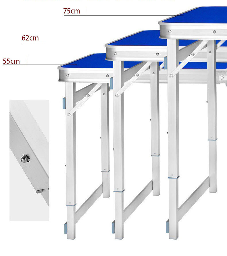 4ft Wide Plus Aluminum Binding Protection Camping Table Adjustable foldable table beach camp kitchen table