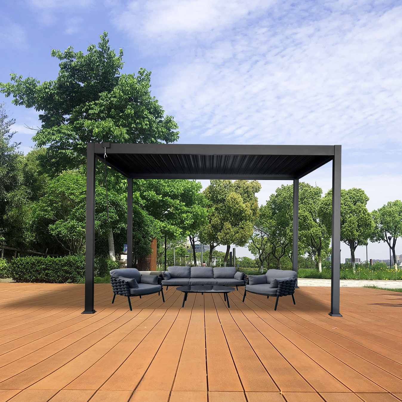 3*6m Large Aluminum Slats Louvered Wall Pergola User Manual Modern Luxury Patio Cover Aluminium Pergola/Steel Black Gazebo