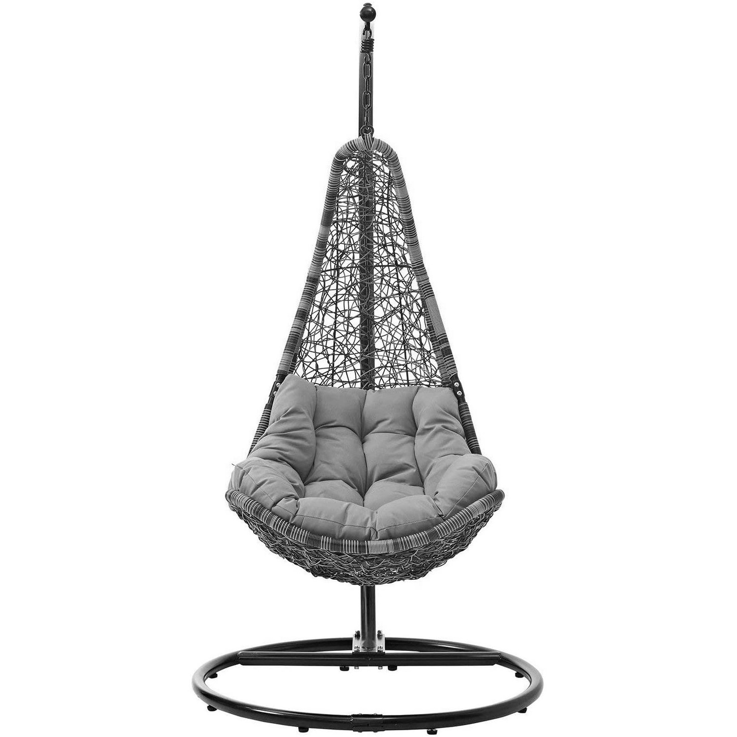 Rattan Furniture Patio Swing Chair, Outdoor Garden Swing Hammock, Patio Wicker Egg Chair Swing With C Stand and Cushion