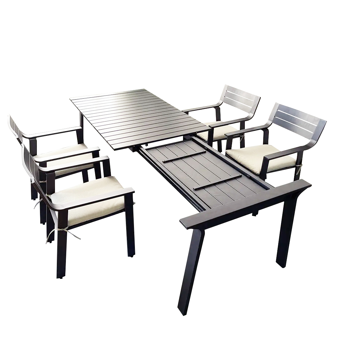 Outdoor Dinning Table Furniture Set, Aluminum Garden Furniture 5 Piece Patio Dinning set, Customized Ajustable Patio Furniture