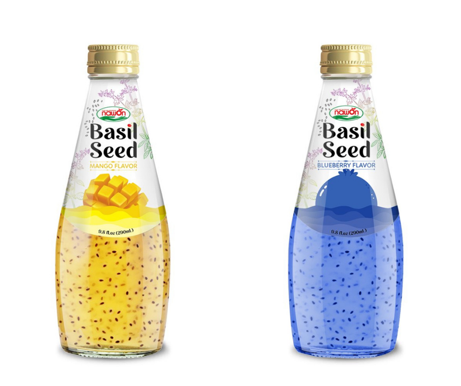 OEM Basil Seed Drink Vietnam 290ml Glass Bottle No Sugar Wholesale Price Beverage Provider