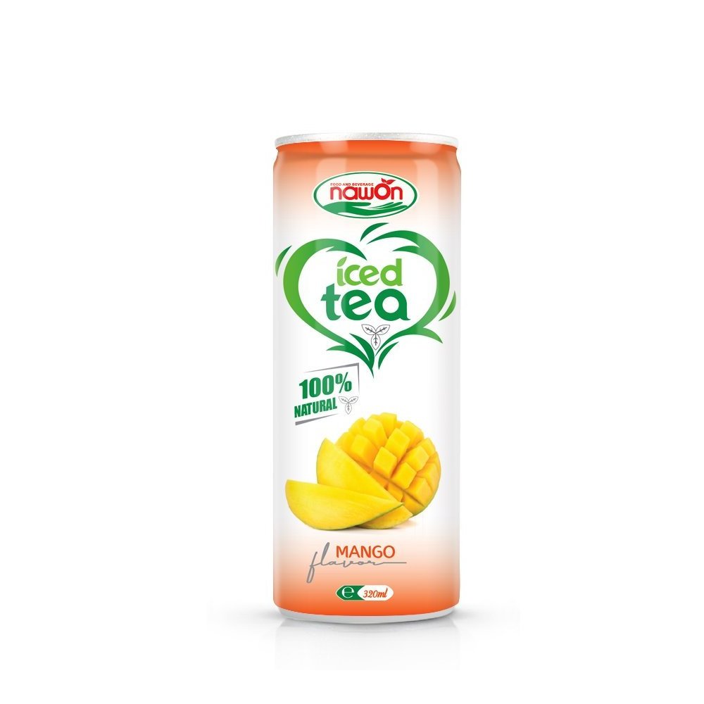 320ml NAWON Icedtea Mango Flavor Can Tinned Orange Can Packing Health 100 Natural Tea