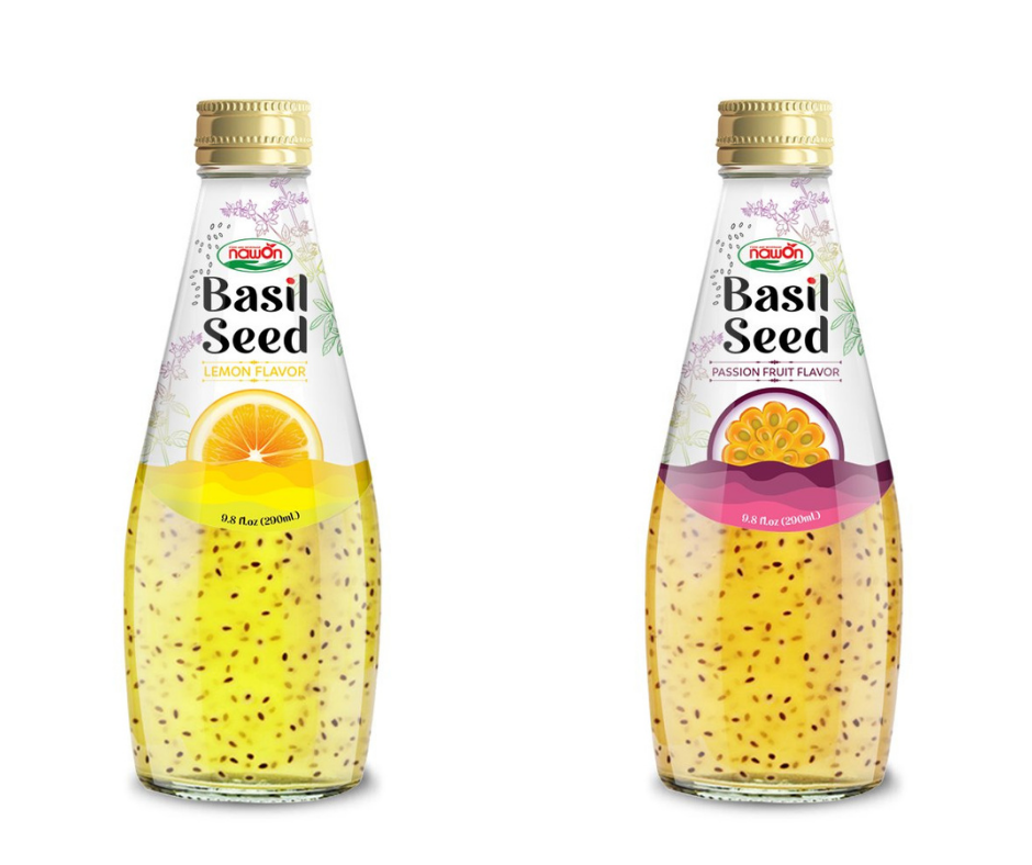 OEM Basil Seed Drink Vietnam 290ml Glass Bottle No Sugar Wholesale Price Beverage Provider