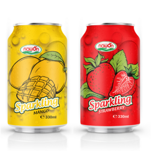 OEM 330ml Sparkling Juice Drink Mango Flavor Soft Drink Beverage HALAL ISO Manufacturer Carbonated Drinks Can (tinned) Packaging