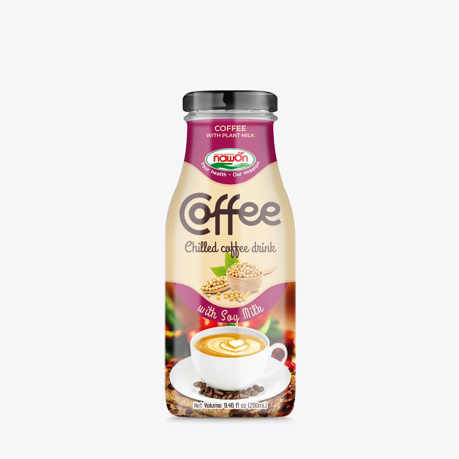 Instant Coffee 280ml NAWON Chilled Coffee Drink with Coconut Milk Wholesale Price Vietnamese Beverage Manufacturer Coffee