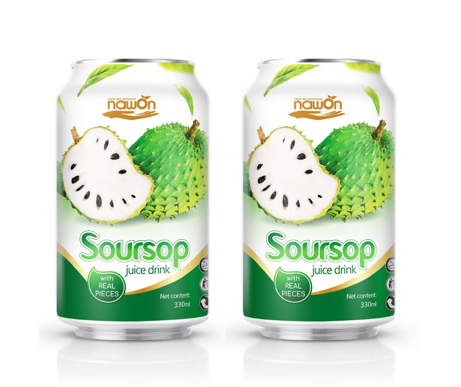 USDA Organic 330ml NAWON 100% Soursop Juice with Fresh Soursop Pulp Health Enriching Vitamin C OEM/ODM ISO