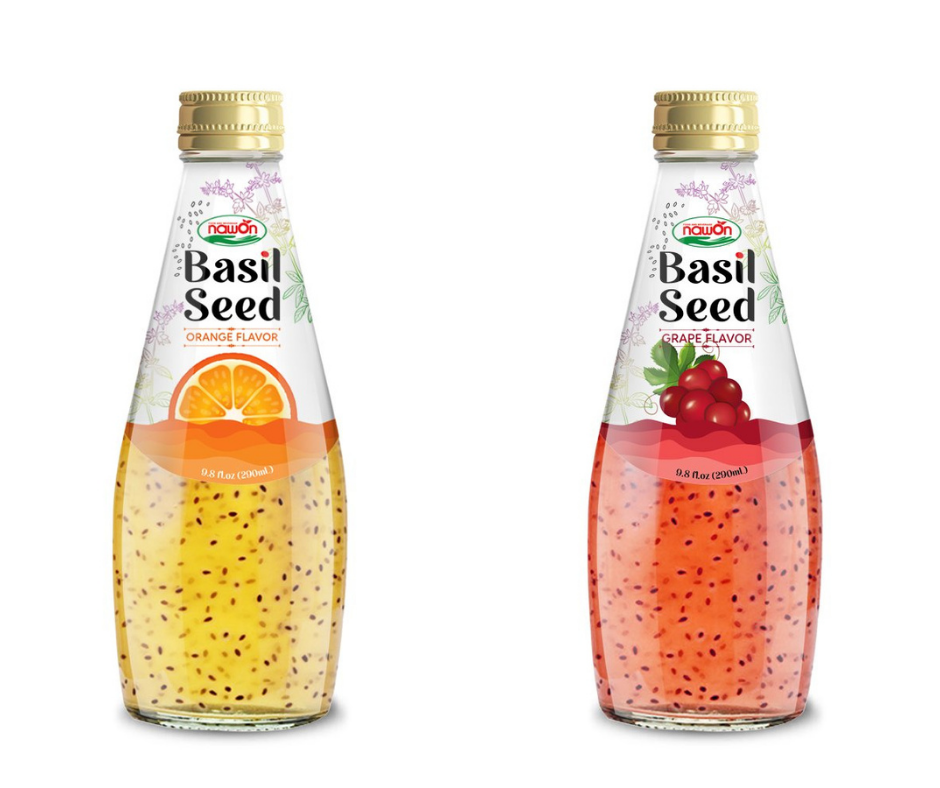 OEM Basil Seed Drink Vietnam 290ml Glass Bottle No Sugar Wholesale Price Beverage Provider