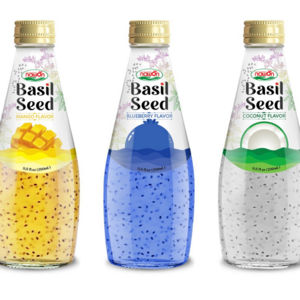 Wholesale Kiwi Flavor Basil Seed Drink with ISO Certificate 290ml Free Sample  HALAL EU Organic