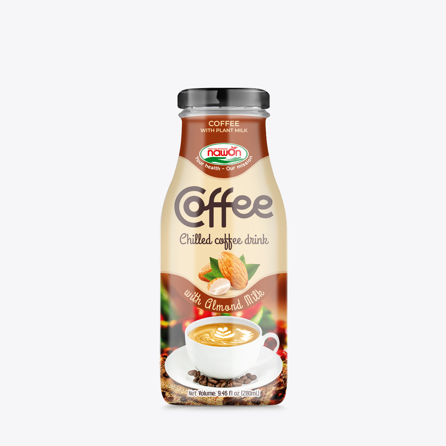 Instant Coffee 280ml NAWON Chilled Coffee Drink with Coconut Milk Wholesale Price Vietnamese Beverage Manufacturer Coffee