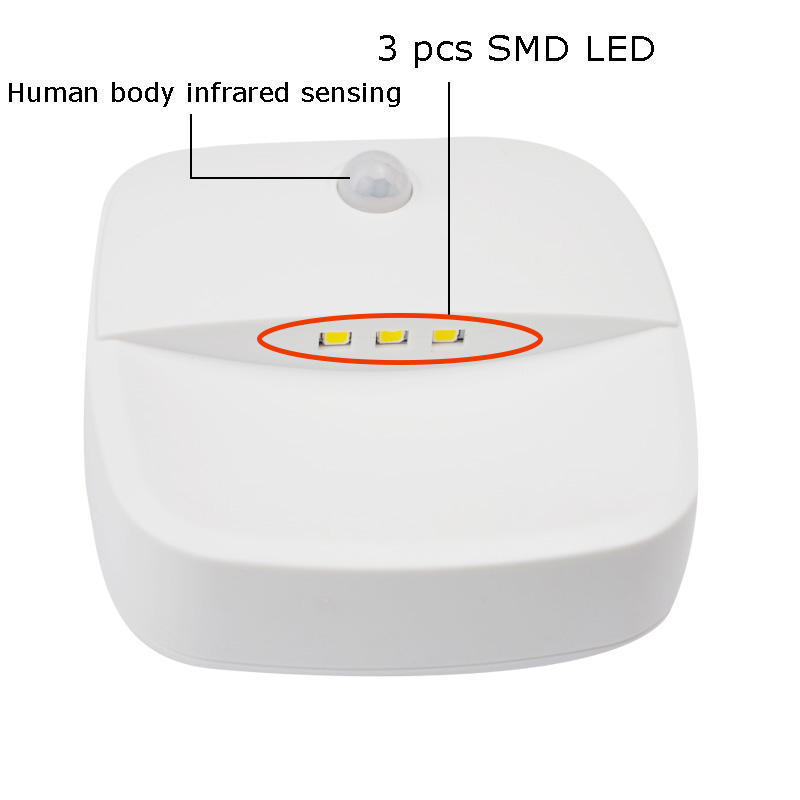 Motion Sensor Light Smart Mini Warm White Dusk to Dawn LED Nightlight with Sticker Battery Powered for Bedroom Bathroom Stairs