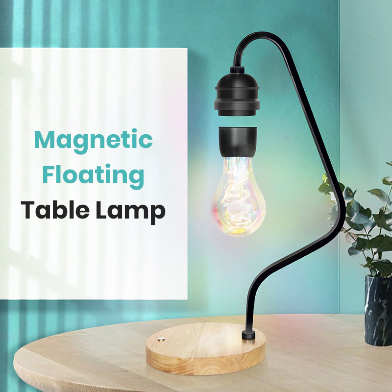 Magnetic Floating Table Lamp Modern Simple Design Metal Gooseneck Levitating USB Desk Lamp with LED Light Bulb