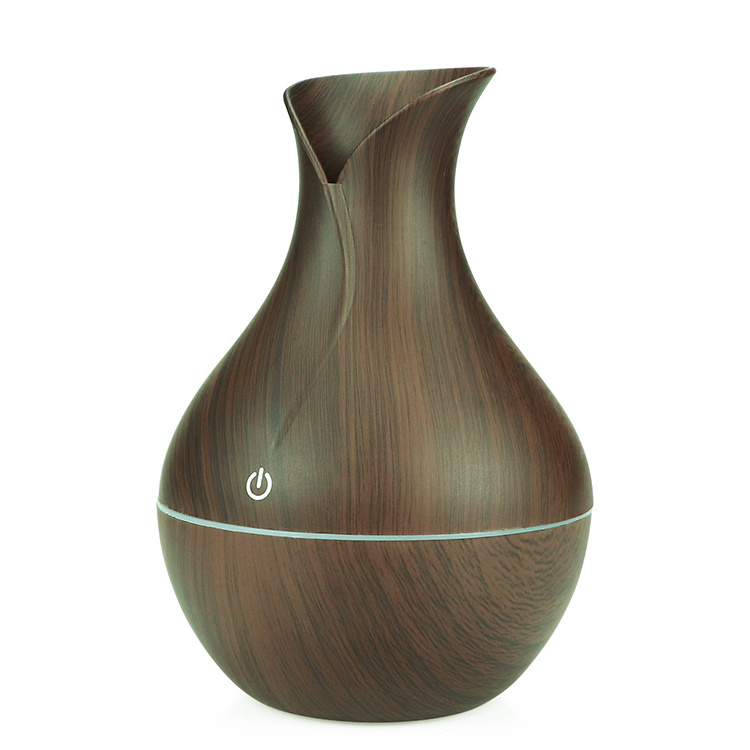 Flower Vast Shaped Ultrasonic Aroma Diffuser 3 Colors Wooden Grain Aromatherapy Diffuser 130 ml Air Humidifier